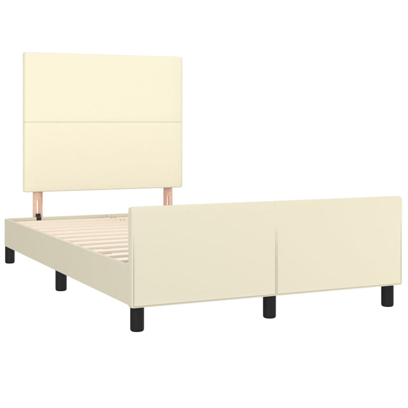 vidaXL krémszínű műbőr ágykeret fejtámlával 120 x 200 cm