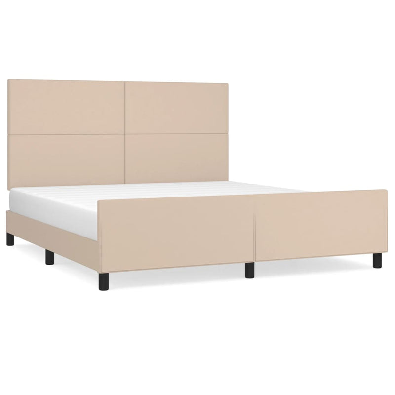 vidaXL cappuccino színű műbőr ágykeret fejtámlával 180x200 cm