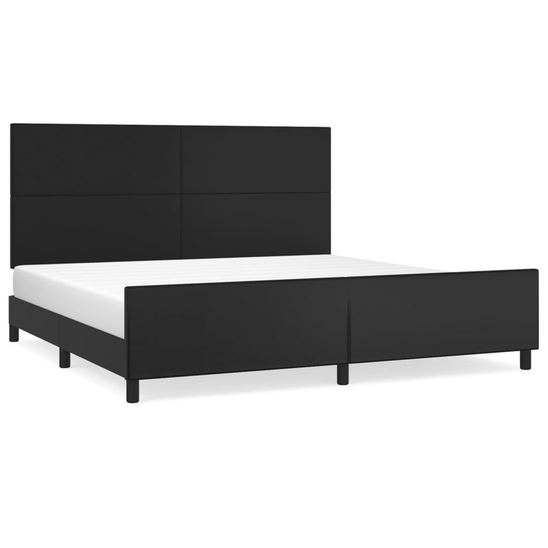 vidaXL fekete műbőr ágykeret fejtámlával 200x200 cm