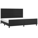 vidaXL fekete műbőr ágykeret fejtámlával 200x200 cm