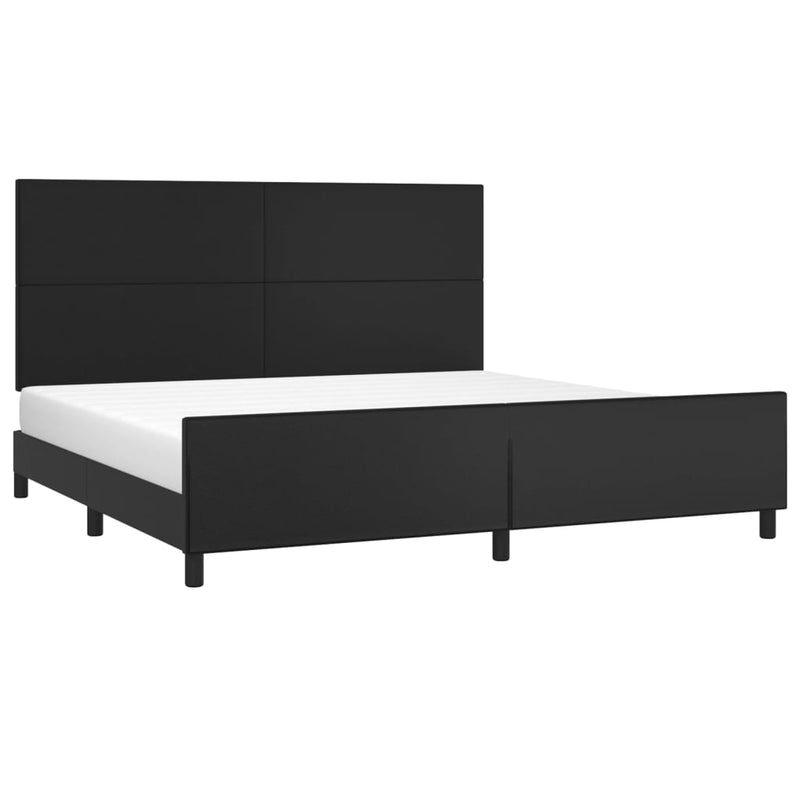 vidaXL fekete műbőr ágykeret fejtámlával 200x200 cm