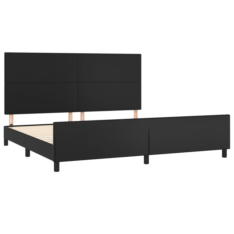 vidaXL fekete műbőr ágykeret fejtámlával 200x200 cm