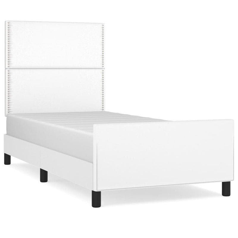 vidaXL fehér műbőr ágykeret fejtámlával 90x190 cm