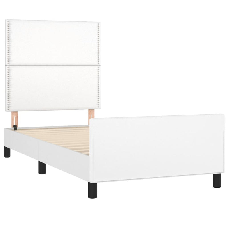 vidaXL fehér műbőr ágykeret fejtámlával 90x190 cm
