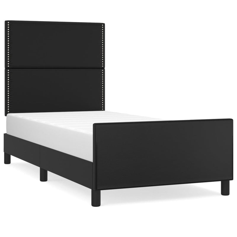 vidaXL fekete műbőr ágykeret fejtámlával 90x200 cm