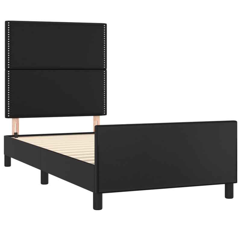vidaXL fekete műbőr ágykeret fejtámlával 90x200 cm