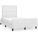 vidaXL fehér műbőr ágykeret fejtámlával 120 x 200 cm