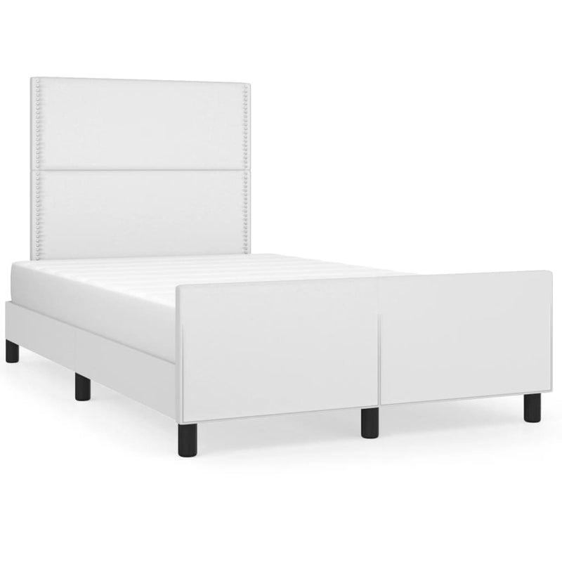 vidaXL fehér műbőr ágykeret fejtámlával 120 x 200 cm