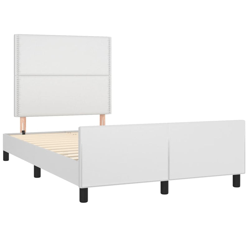 vidaXL fehér műbőr ágykeret fejtámlával 120 x 200 cm