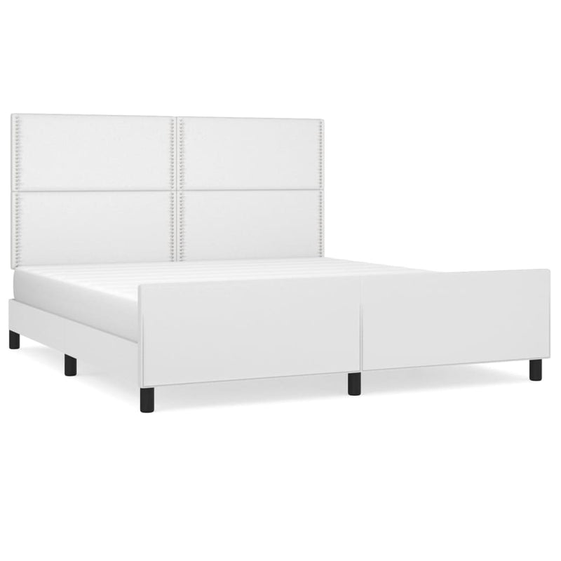 vidaXL fehér műbőr ágykeret fejtámlával 160x200 cm