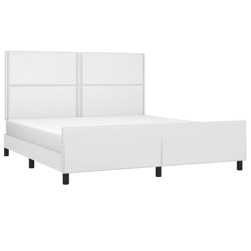 vidaXL fehér műbőr ágykeret fejtámlával 160x200 cm