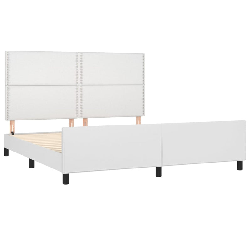 vidaXL fehér műbőr ágykeret fejtámlával 160x200 cm