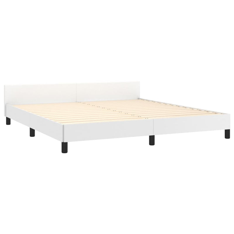 vidaXL fehér műbőr ágykeret fejtámlával 160x200 cm