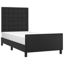 vidaXL fekete műbőr ágykeret fejtámlával 90x190 cm