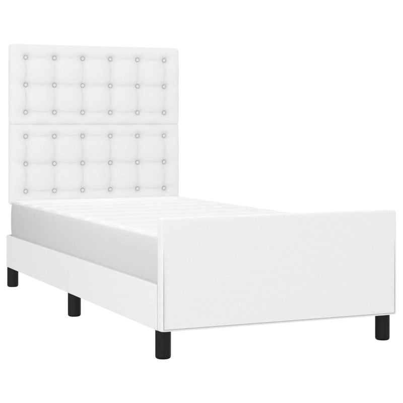 vidaXL fehér műbőr ágykeret fejtámlával 90x190 cm