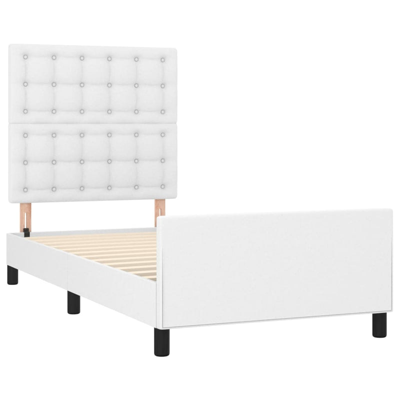 vidaXL fehér műbőr ágykeret fejtámlával 90x190 cm