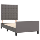 vidaXL szürke műbőr ágykeret fejtámlával 90 x 200 cm