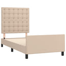 vidaXL cappuccino színű műbőr ágykeret fejtámlával 100x200 cm