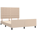 vidaXL cappuccino színű műbőr ágykeret fejtámlával 140x190 cm