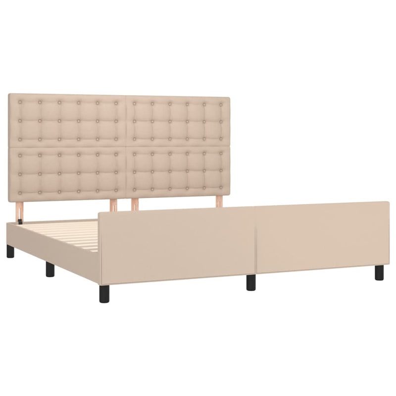 vidaXL cappuccino színű műbőr ágykeret fejtámlával 180x200 cm
