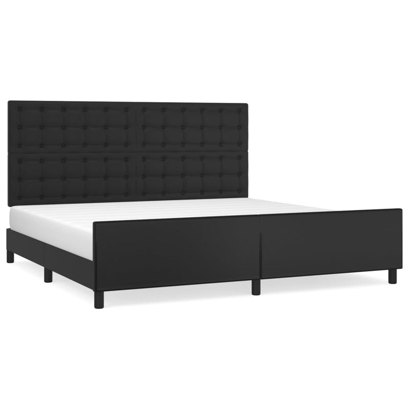 vidaXL fekete műbőr ágykeret fejtámlával 200x200 cm