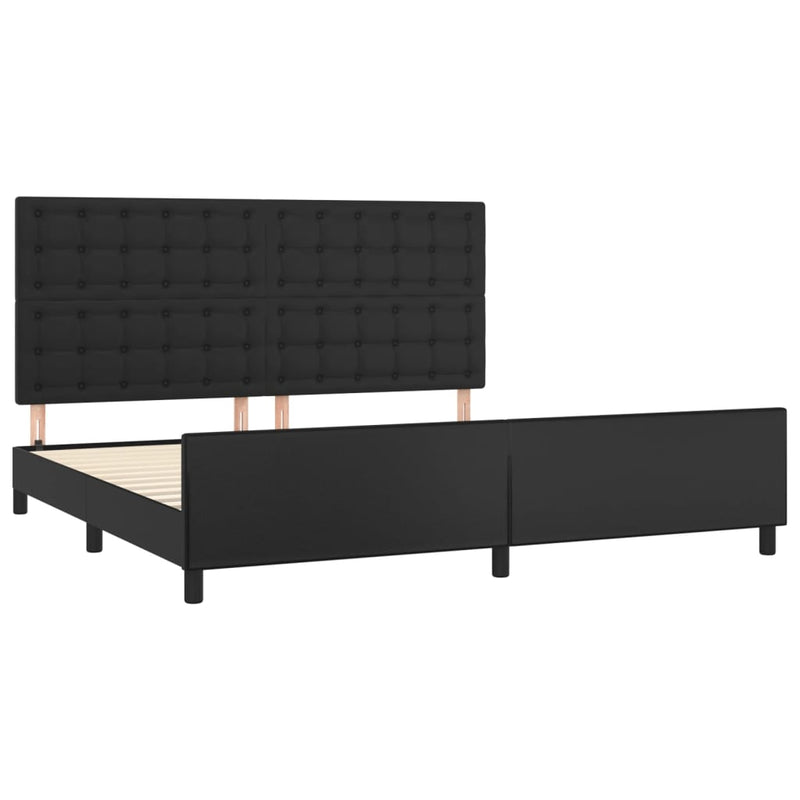 vidaXL fekete műbőr ágykeret fejtámlával 200x200 cm