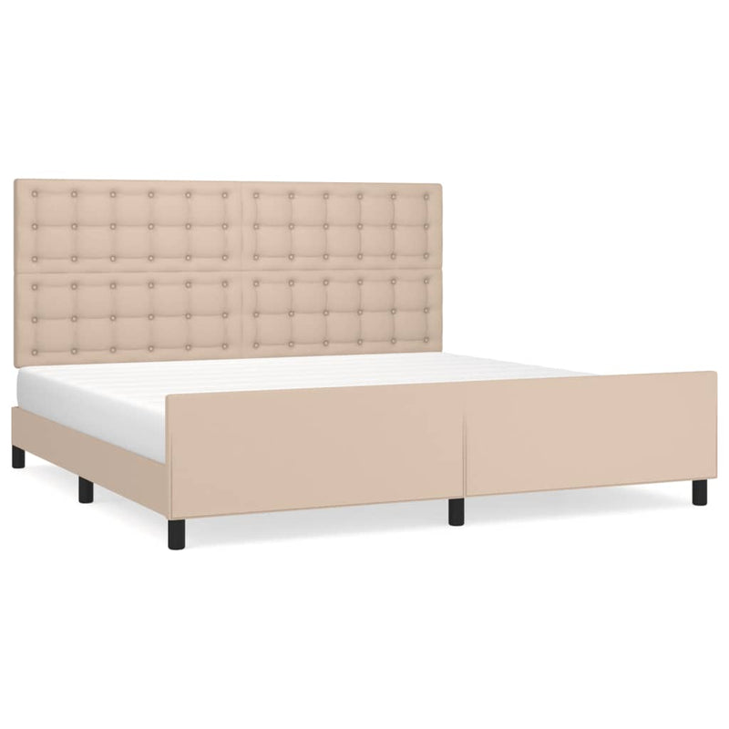 vidaXL cappuccino színű műbőr ágykeret fejtámlával 200x200 cm