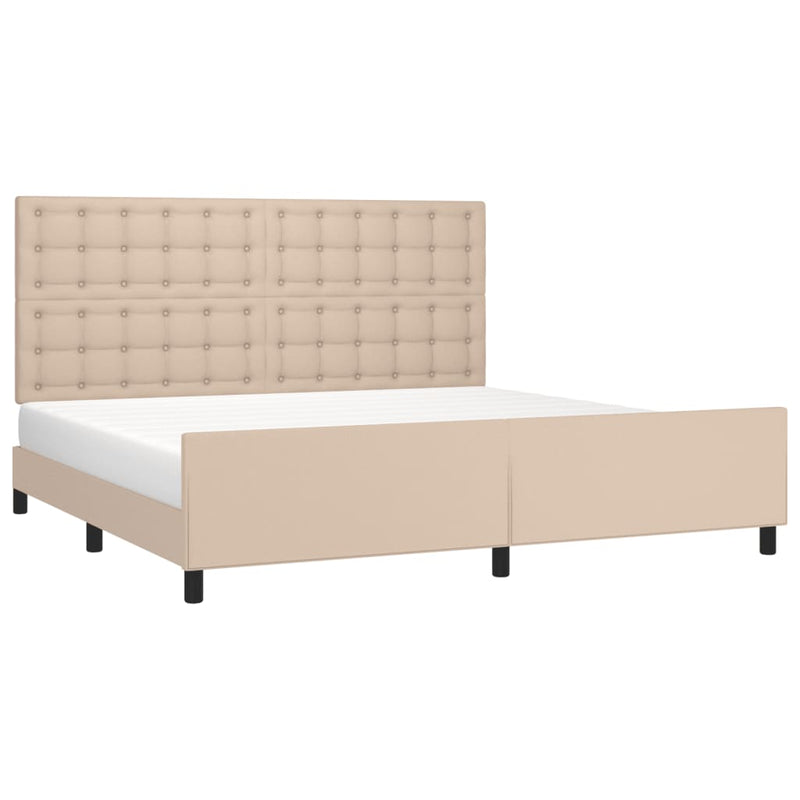 vidaXL cappuccino színű műbőr ágykeret fejtámlával 200x200 cm