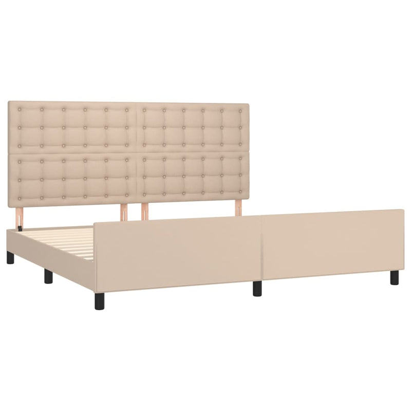 vidaXL cappuccino színű műbőr ágykeret fejtámlával 200x200 cm
