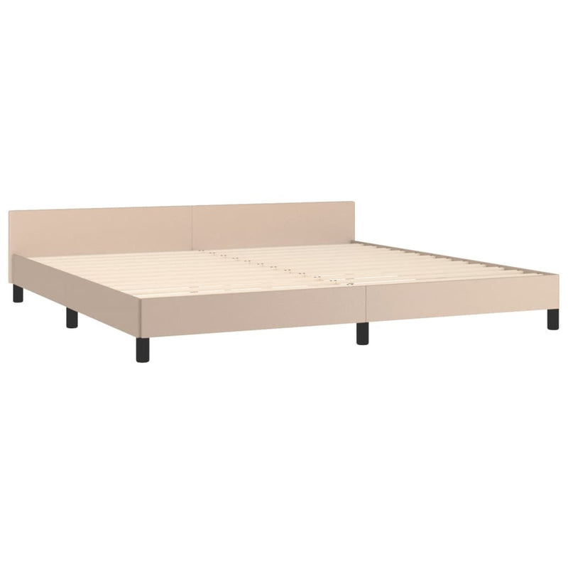 vidaXL cappuccino színű műbőr ágykeret fejtámlával 200x200 cm