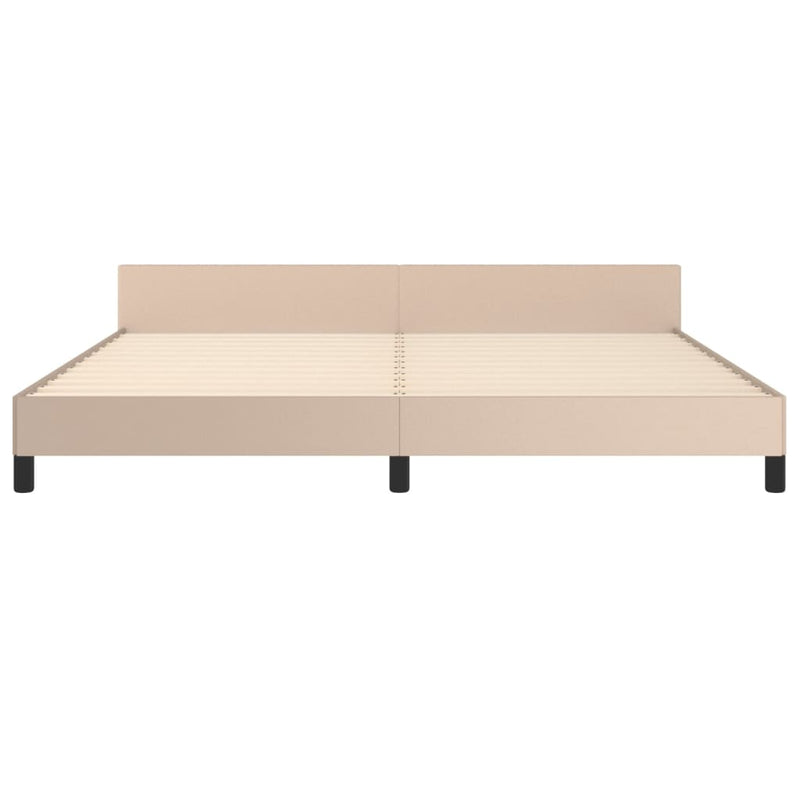 vidaXL cappuccino színű műbőr ágykeret fejtámlával 200x200 cm