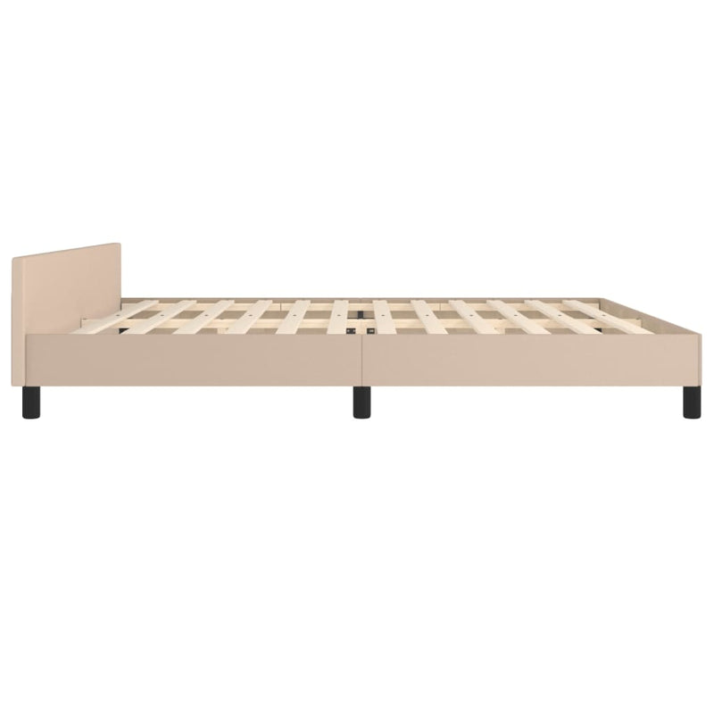 vidaXL cappuccino színű műbőr ágykeret fejtámlával 200x200 cm