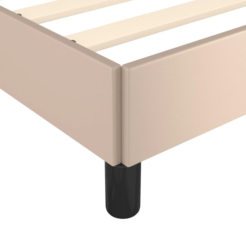 vidaXL cappuccino színű műbőr ágykeret fejtámlával 200x200 cm