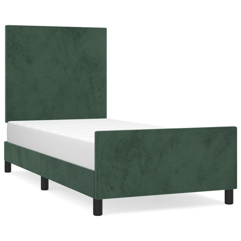 vidaXL sötétzöld bársony ágykeret matrac nélkül 100x200 cm