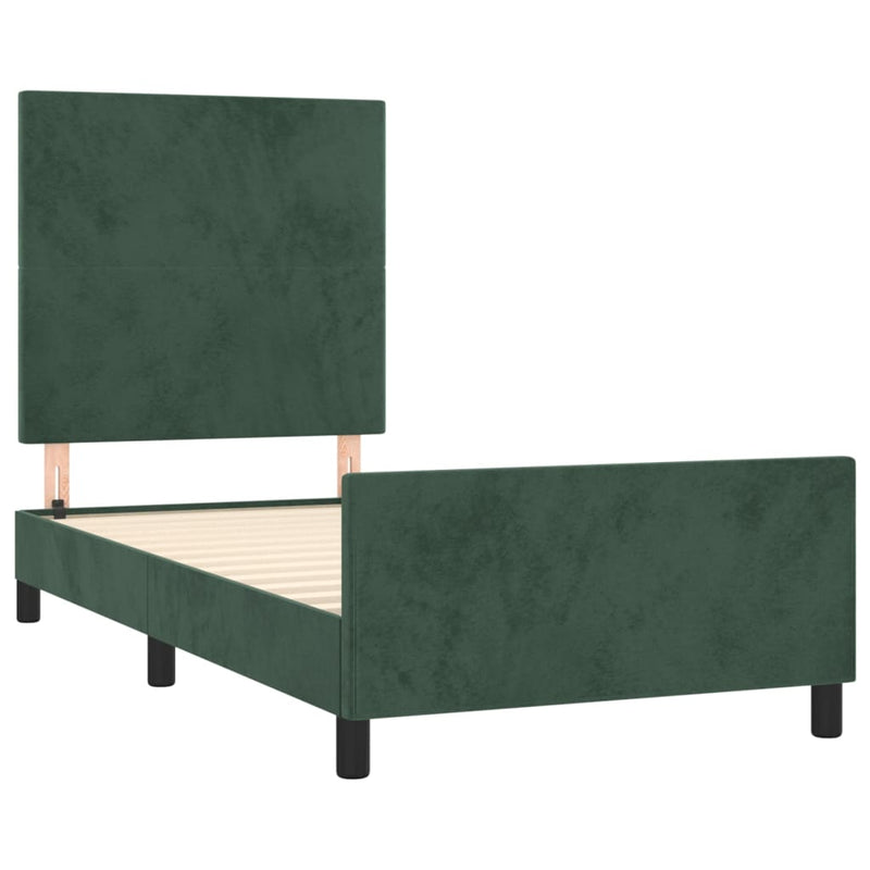 vidaXL sötétzöld bársony ágykeret matrac nélkül 100x200 cm