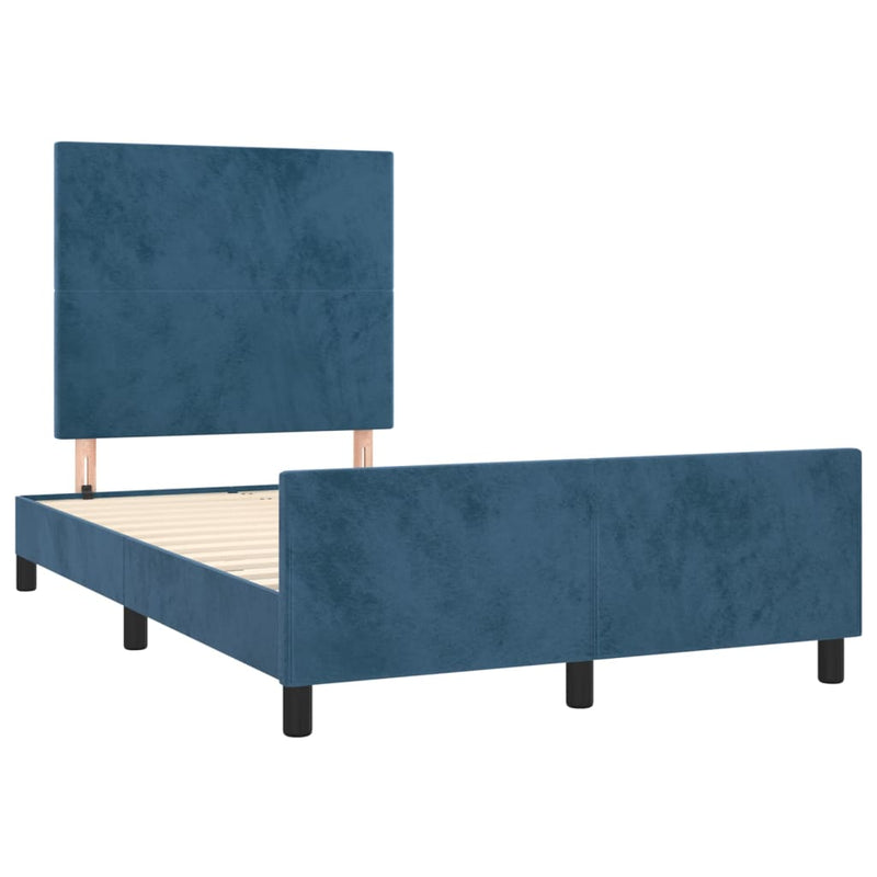 vidaXL sötétkék bársony ágykeret matrac nélkül 120 x 200 cm