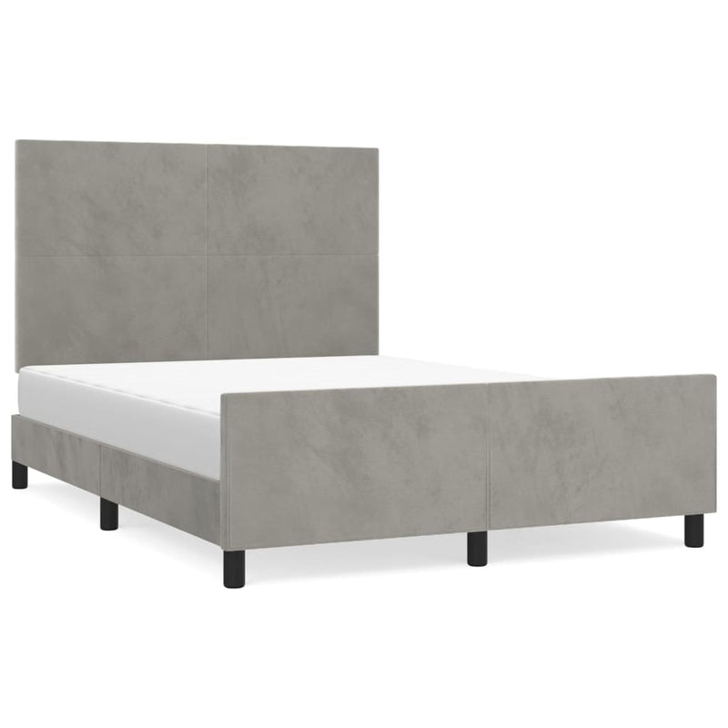 vidaXL világosszürke bársony ágykeret matrac nélkül 140 x 190 cm