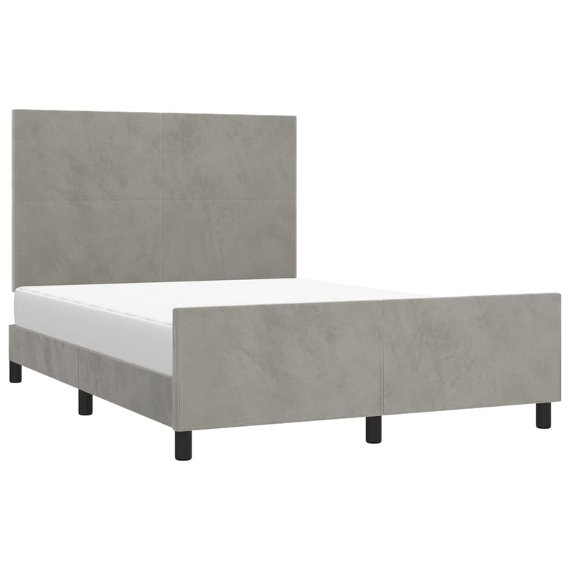 vidaXL világosszürke bársony ágykeret matrac nélkül 140 x 190 cm