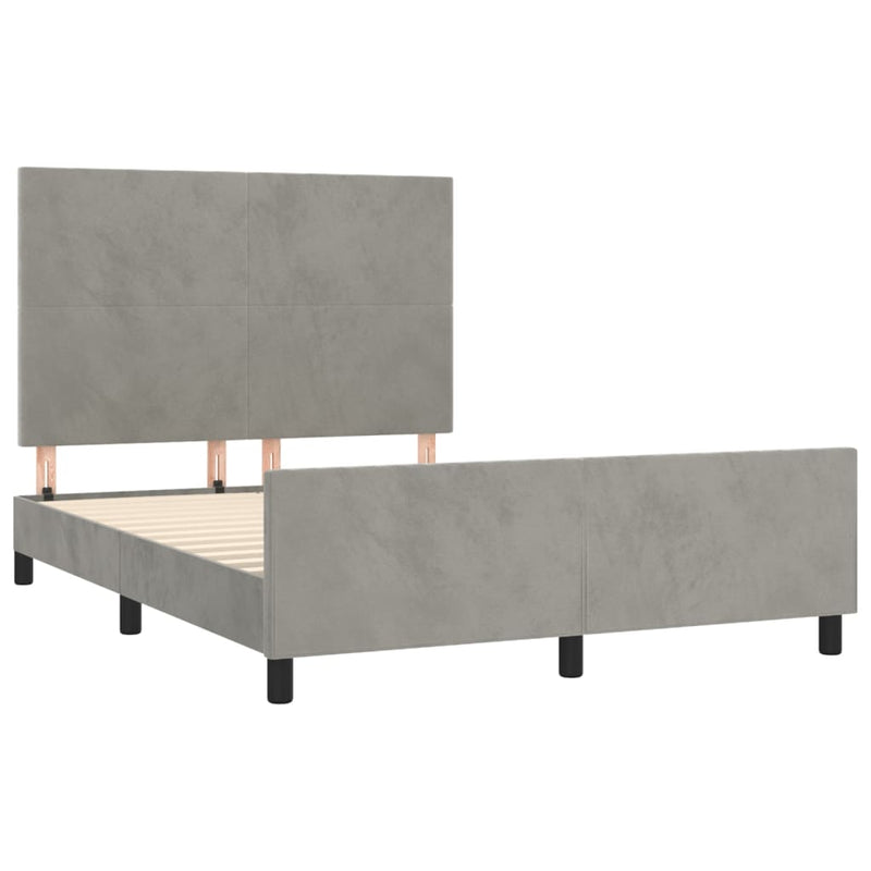 vidaXL világosszürke bársony ágykeret matrac nélkül 140 x 190 cm