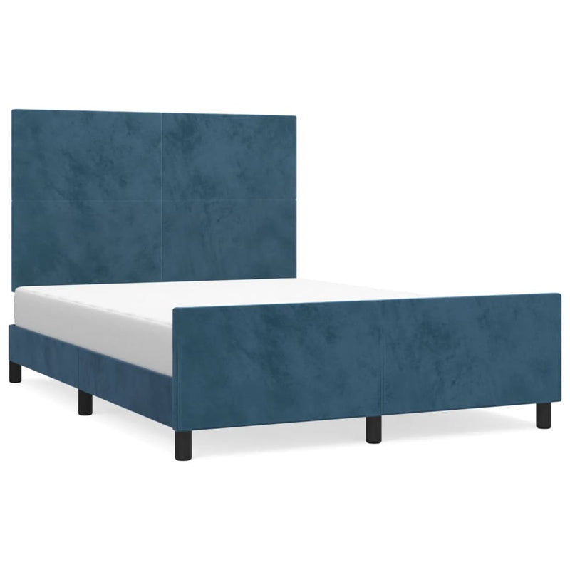 vidaXL sötétkék bársony ágykeret matrac nélkül 140 x 190 cm