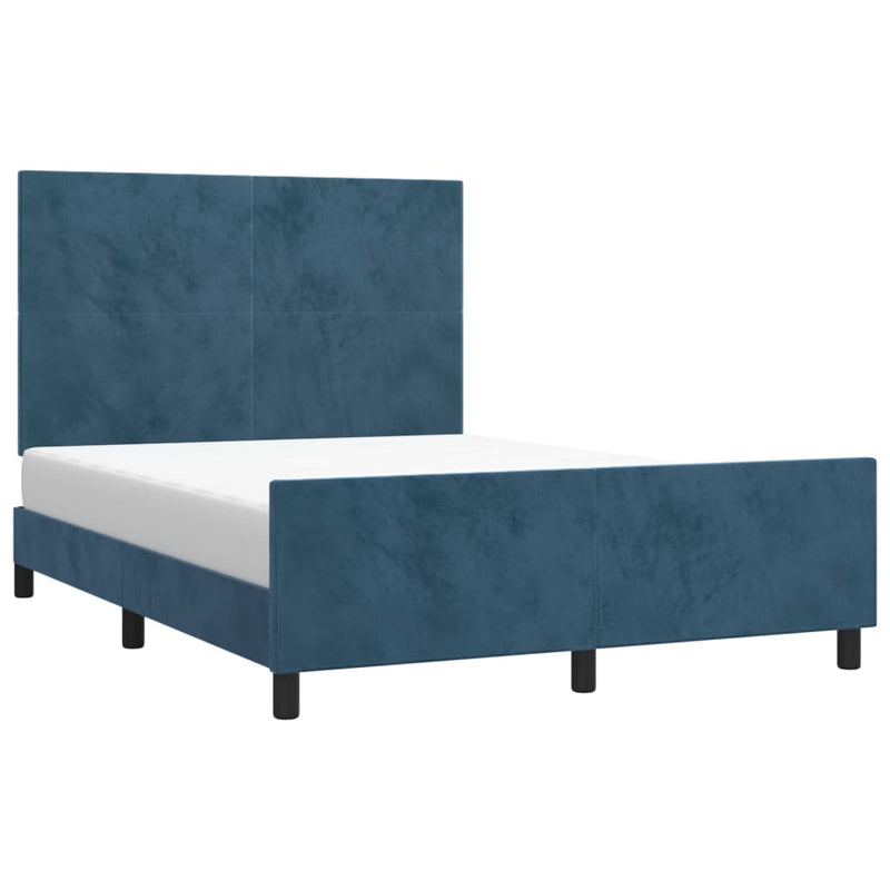 vidaXL sötétkék bársony ágykeret matrac nélkül 140 x 190 cm
