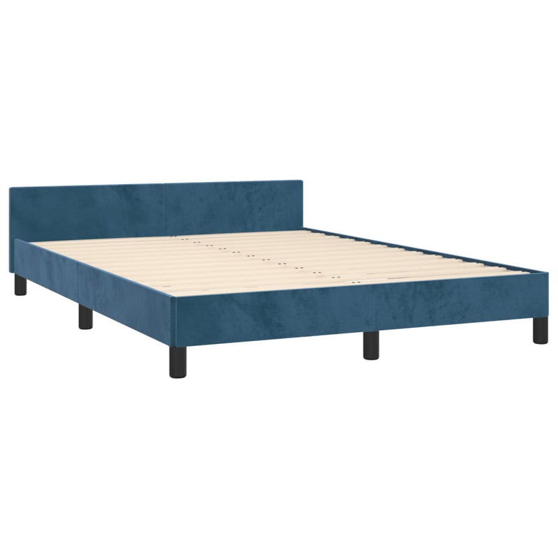 vidaXL sötétkék bársony ágykeret matrac nélkül 140 x 190 cm