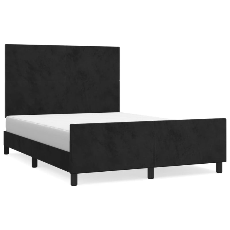 vidaXL fekete bársony ágykeret matrac nélkül 140x200 cm