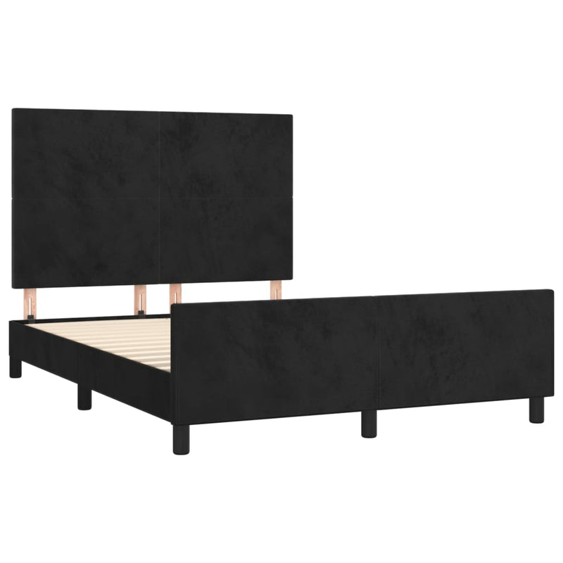 vidaXL fekete bársony ágykeret matrac nélkül 140x200 cm