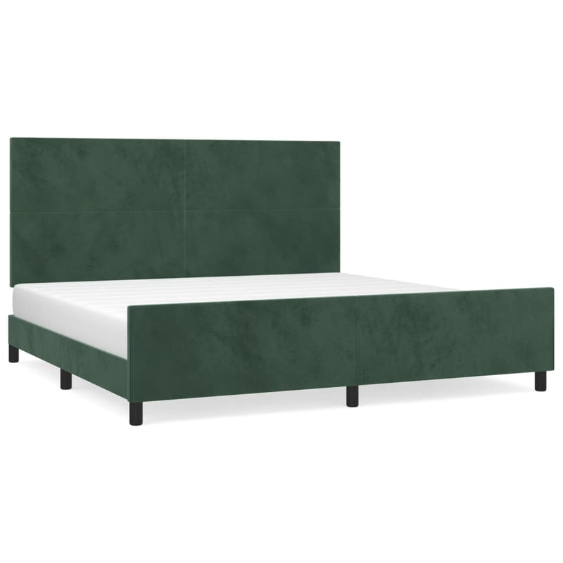 vidaXL sötétzöld bársony ágykeret matrac nélkül 200x200 cm
