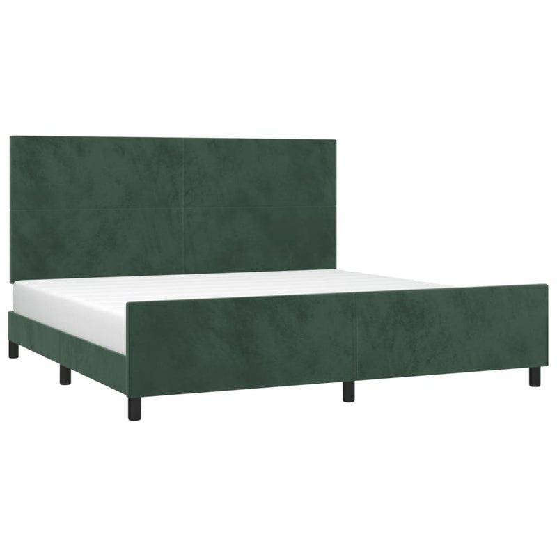 vidaXL sötétzöld bársony ágykeret matrac nélkül 200x200 cm