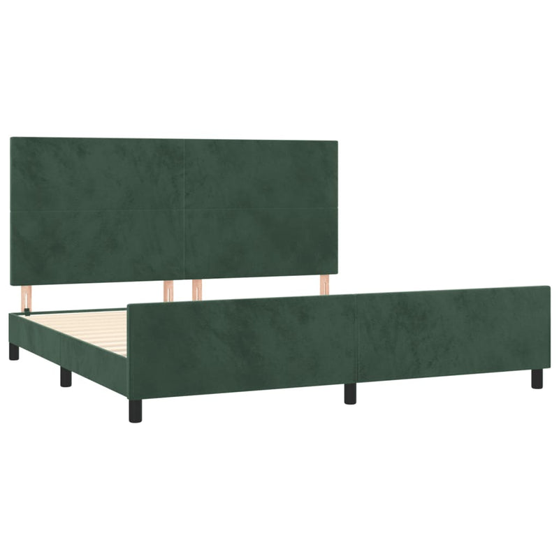 vidaXL sötétzöld bársony ágykeret matrac nélkül 200x200 cm
