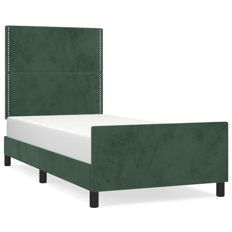 vidaXL sötétzöld bársony ágykeret matrac nélkül 80 x 200 cm