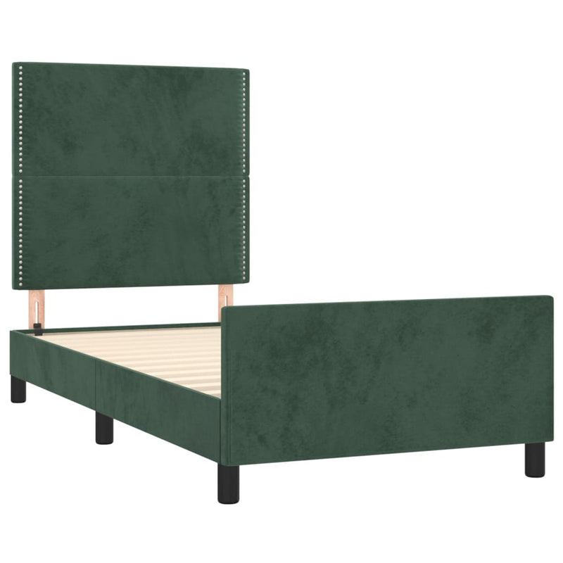 vidaXL sötétzöld bársony ágykeret matrac nélkül 80 x 200 cm