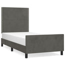 vidaXL sötétszürke bársony ágykeret matrac nélkül 90x190 cm